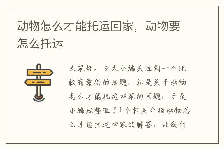 动物怎么才能托运回家,动物要怎么托运