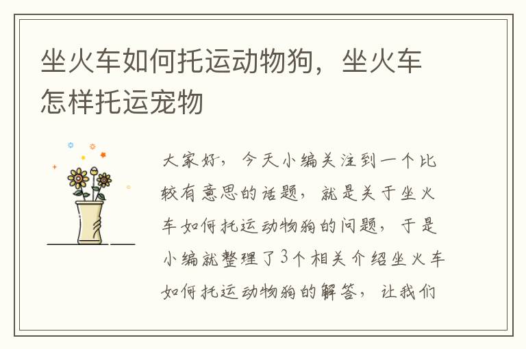 坐火车如何托运动物狗,坐火车怎样托运宠物