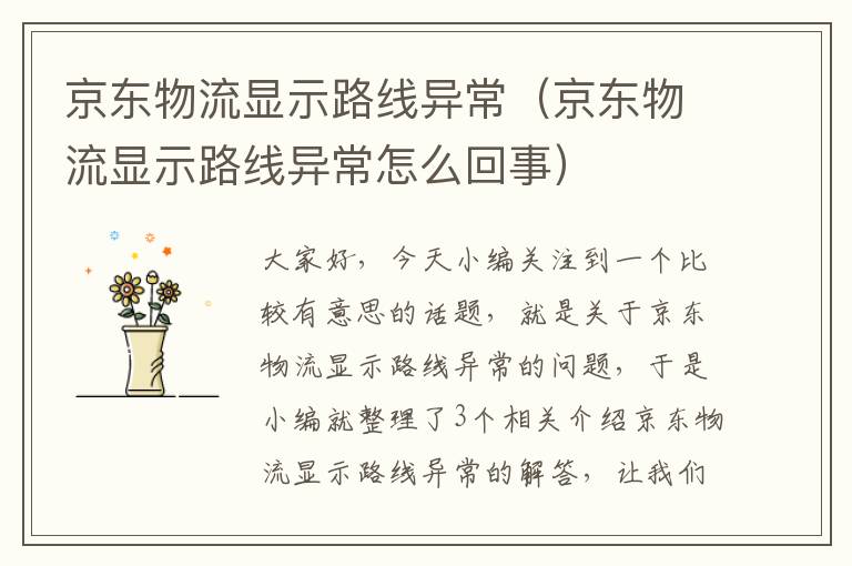 京东物流显示路线异常(京东物流显示路线异常怎么回事)