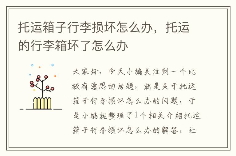 托运箱子行李损坏怎么办,托运的行李箱坏了怎么办