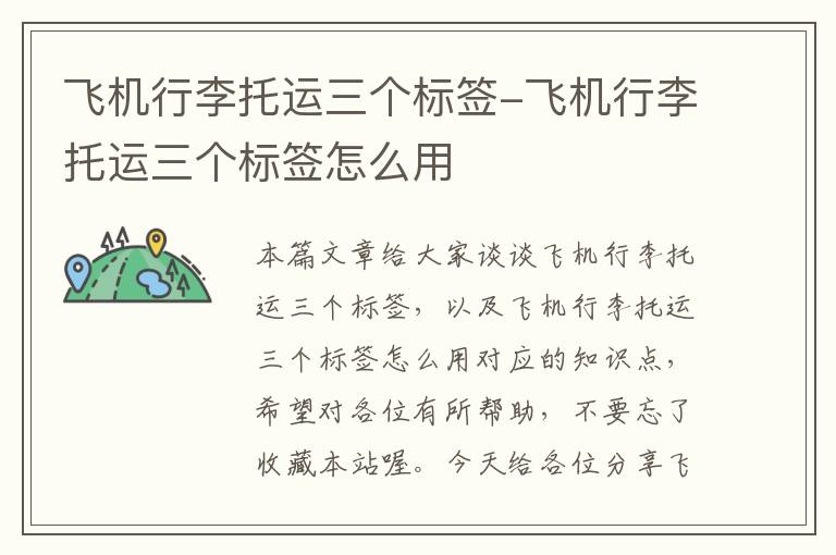 飞机行李托运三个标签-飞机行李托运三个标签怎么用