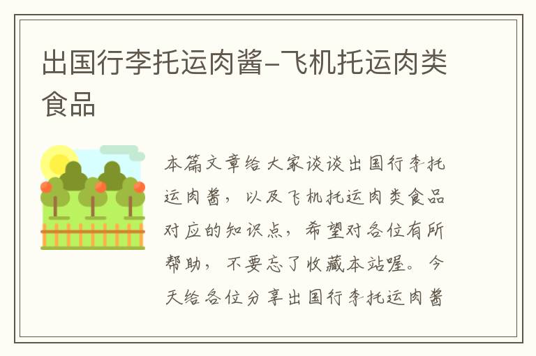出国行李托运肉酱-飞机托运肉类食品