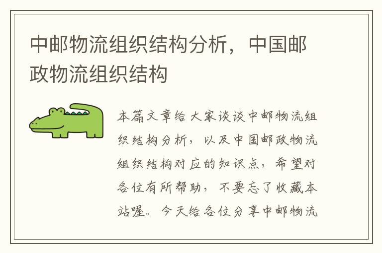中邮物流组织结构分析,中国邮政物流组织结构