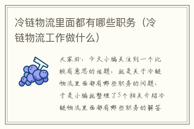 冷链物流里面都有哪些职务(冷链物流工作做什么)